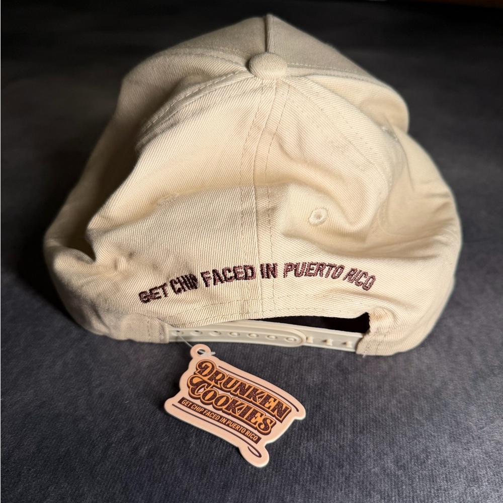 Drunken Cookies Embroidered Beige Baseball Cap - Picture 2 of 3